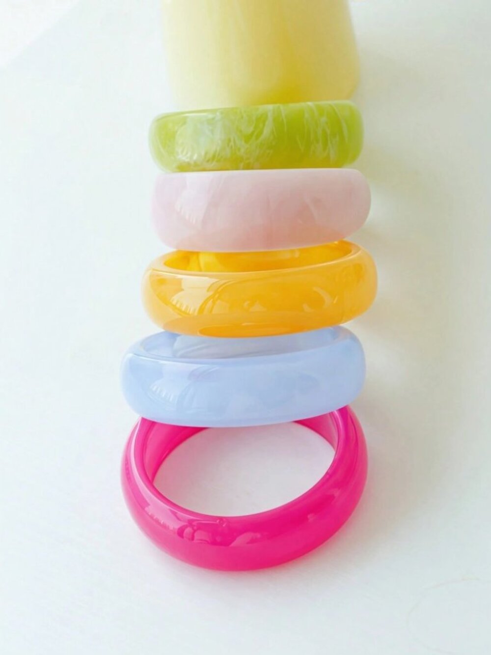 Multicolor Resin Bangle Set - Blue & Yellow Stacked Bangles